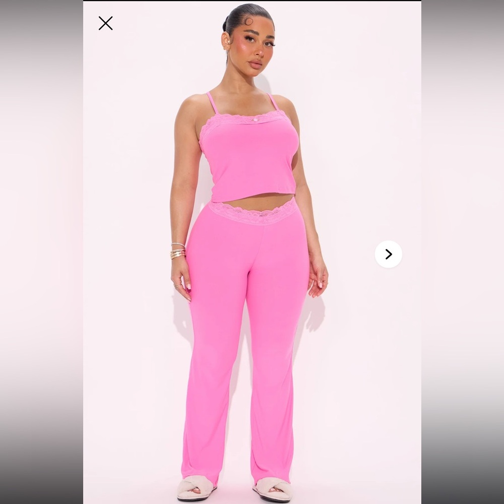 Fashion Nova Hot Pink Lace Lounge Set